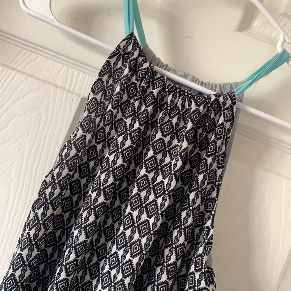 Blue and black halter tank top